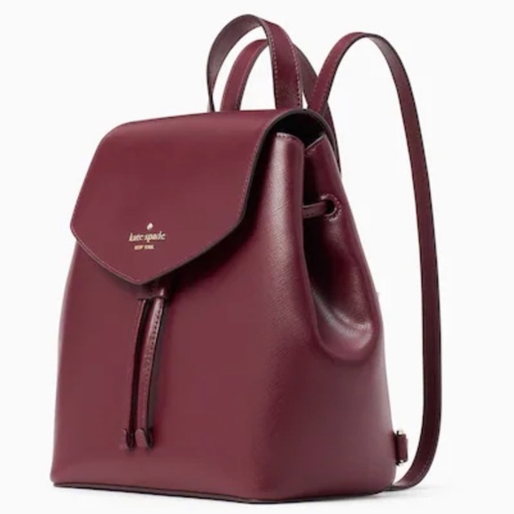 15. Kate Spade Lizzie Medium Flap Backpack in Deep Berry - Picture 3 of 14